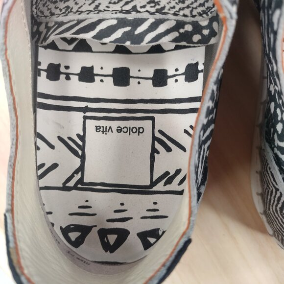 Dolce Vita Leather & Calf Hair Suede Black & White Low Top Sneakers Women US 7.5 - Picture 11 of 16